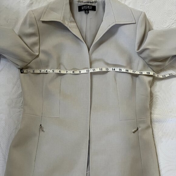 KASPER 12 Neutral Off-white Greige Cream 2-piece All-Lined Jacket Pant SUIT - Picture 4 of 9